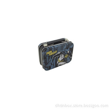 tin box with handle, metal box with latch, hinged box with lock